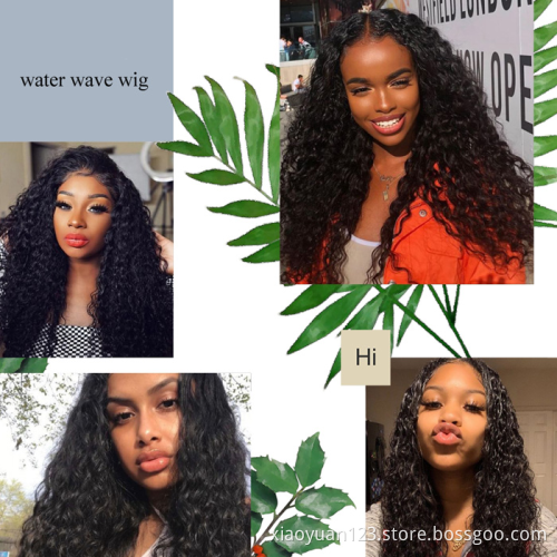 180% 250% Density Mink Brazilian Hair Wig Water Wave Raw Virgin Hair Wig Human Hair Transparent Lace Frontal Wig for Black Women